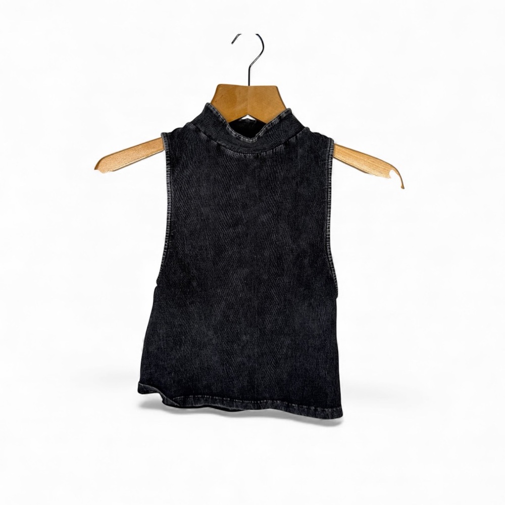 Silence + Noise Women’s Black Sleeveless Denim Top Medium